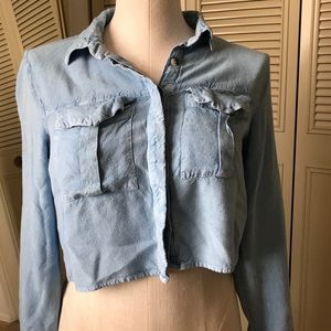 Cute jean cropped button down